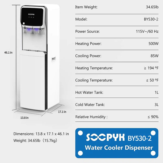 UV Self Cleaning Water Dispenser Cooler - Bottom Load with 3 Temperatures