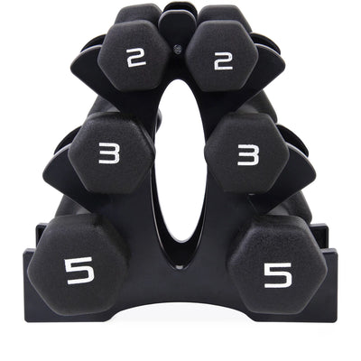 20Lb Neoprene Dumbbell Set with Rack - Black