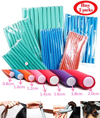 Professional Flexi Rods Hair Roller Foam Curler Set - 10 Pcs Pack (Random Colors)