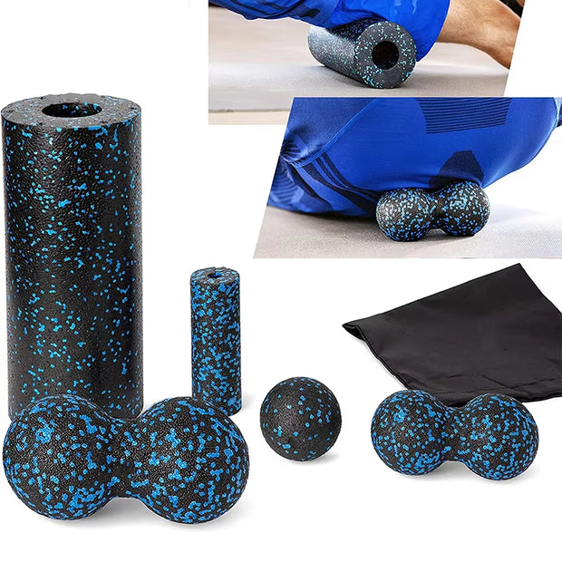 Fascia Massage Foam Rollers Fitness Balls Set - EPP High-Density Double Lacrosse Ball for Deep Muscle Tissue Training