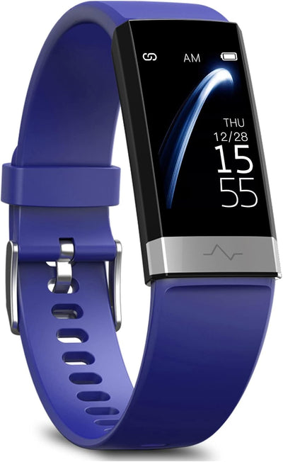 Heart Rate Monitor Blood Pressure Fitness Activity Tracker - IP68 Waterproof Smart Watch with HRV & Sleep Health Monitor (Blue)