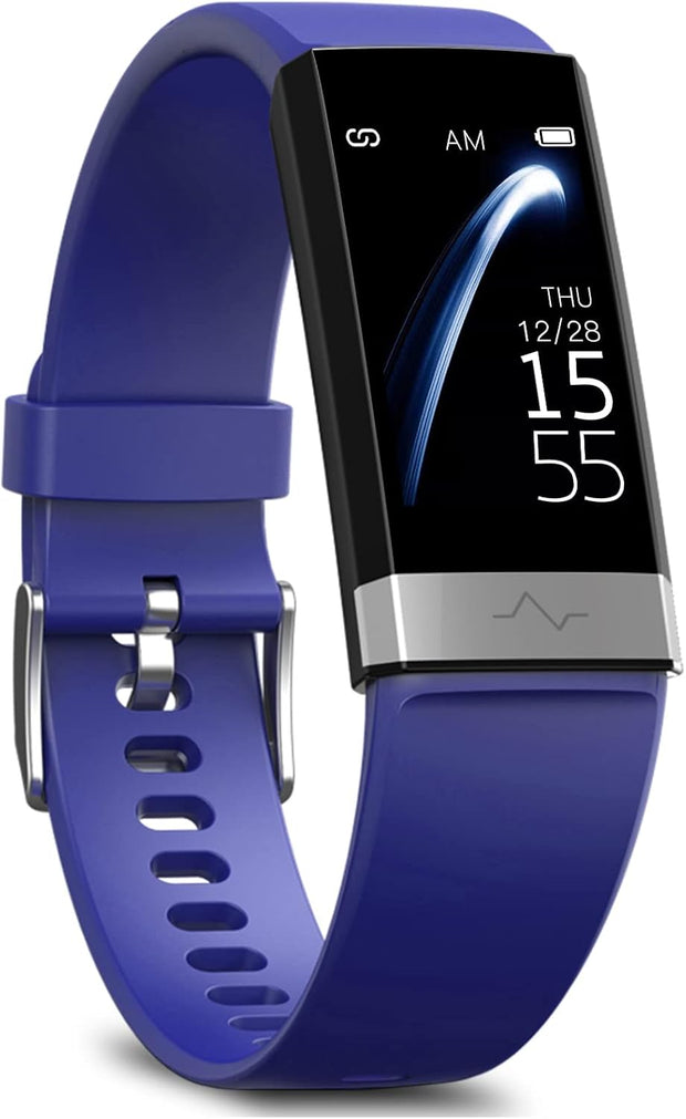 Heart Rate Monitor Blood Pressure Fitness Activity Tracker - IP68 Waterproof Smart Watch with HRV & Sleep Health Monitor (Blue)