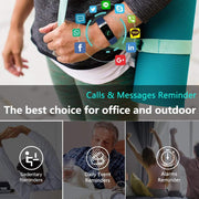 Heart Rate Monitor Blood Pressure Fitness Activity Tracker - IP68 Waterproof Smart Watch with HRV & Sleep Health Monitor (Blue)