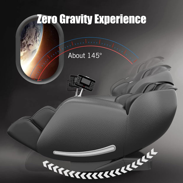 Massage Chair - Full Body Zero Gravity SL-Track Shiatsu Massage Recliner, Favor-06 Black