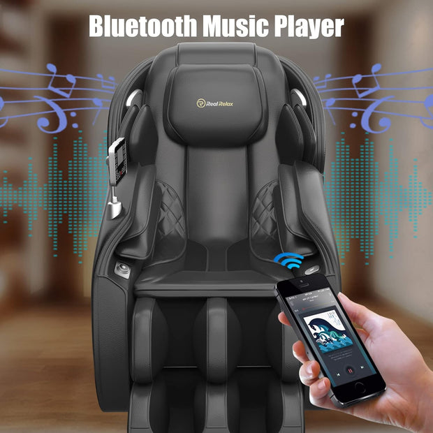 Massage Chair - Full Body Zero Gravity SL-Track Shiatsu Massage Recliner, Favor-06 Black