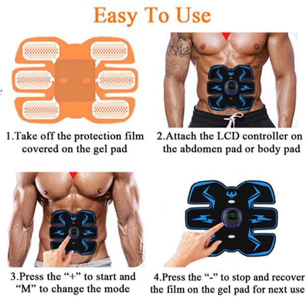Remote Controller EMS Muscle Stimulator - Smart Electric Fitness Trainer for Abdominal Training & Weight Loss
