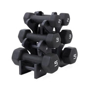 20Lb Neoprene Dumbbell Set with Rack - Black