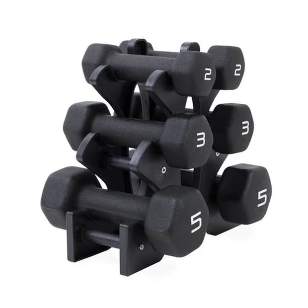 20Lb Neoprene Dumbbell Set with Rack - Black