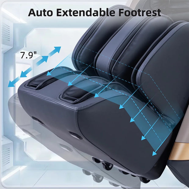 MT339 4D Massage Chair with Electric Extendable Footrest, Zero Gravity, and Touch Screen Controls