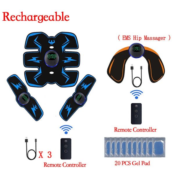 Remote Controller EMS Muscle Stimulator - Smart Electric Fitness Trainer for Abdominal Training & Weight Loss