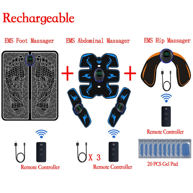 Remote Controller EMS Muscle Stimulator - Smart Electric Fitness Trainer for Abdominal Training & Weight Loss