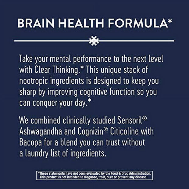 Clear Thinking Cognitive Performance - Ashwagandha, Reduces Stress, Supports Cognitive Performance (40 Capsules)