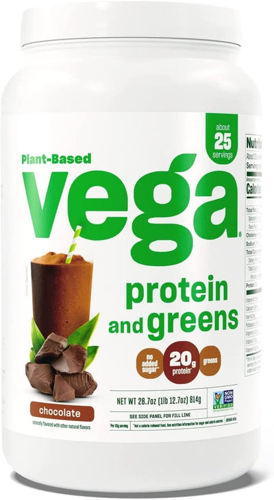 Protein and Greens Protein Powder - Chocolate, 20G Plant-Based Protein (1 Lb)