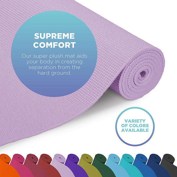 Extra Thick Adult Yoga Mat | 6mm (¼”) Thick X 72” L X 24” W | Non-Toxic, Non-Slip, Eco-Friendly