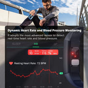 Heart Rate Monitor Blood Pressure Fitness Activity Tracker - IP68 Waterproof Smart Watch with HRV & Sleep Health Monitor (Blue)