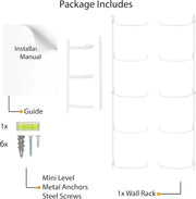 Guru Yoga Mat Holder Wall Mount - 5 Sections with 3 Hooks for Yoga Straps & Resistance Bands