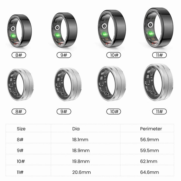 Smart BLE Ring - Multi-Sport Modes, Heart Rate, Blood Oxygen Monitor, IP68 & 5ATM Waterproof