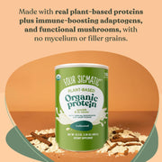 Organic Plant-Based Protein Powder - Unflavored with Lion’s Mane, Chaga, Cordyceps, and More (16.9 Oz)