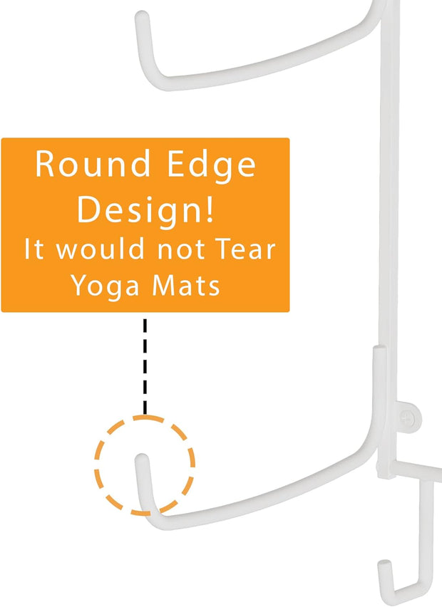 Guru Yoga Mat Holder Wall Mount - 5 Sections with 3 Hooks for Yoga Straps & Resistance Bands