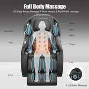 Massage Chair - Full Body Zero Gravity SL-Track Shiatsu Massage Recliner, Favor-06 Black