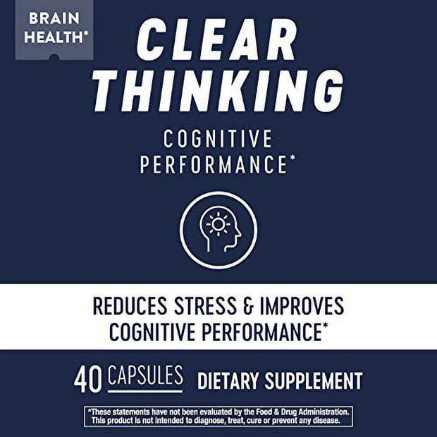 Clear Thinking Cognitive Performance - Ashwagandha, Reduces Stress, Supports Cognitive Performance (40 Capsules)