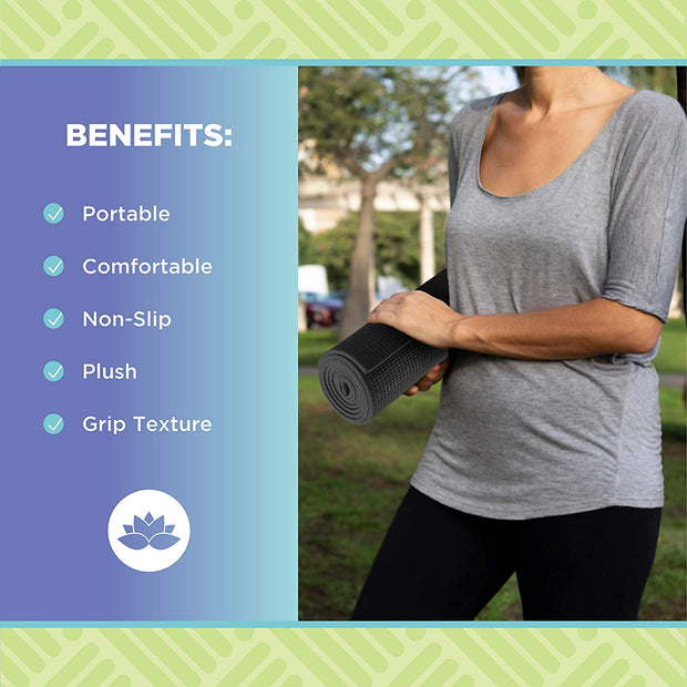 Extra Thick Adult Yoga Mat | 6mm (¼”) Thick X 72” L X 24” W | Non-Toxic, Non-Slip, Eco-Friendly