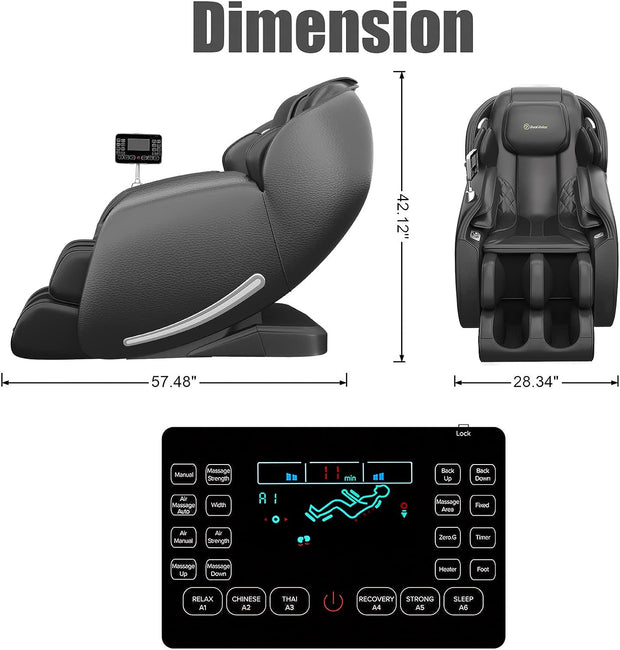 Massage Chair - Full Body Zero Gravity SL-Track Shiatsu Massage Recliner, Favor-06 Black