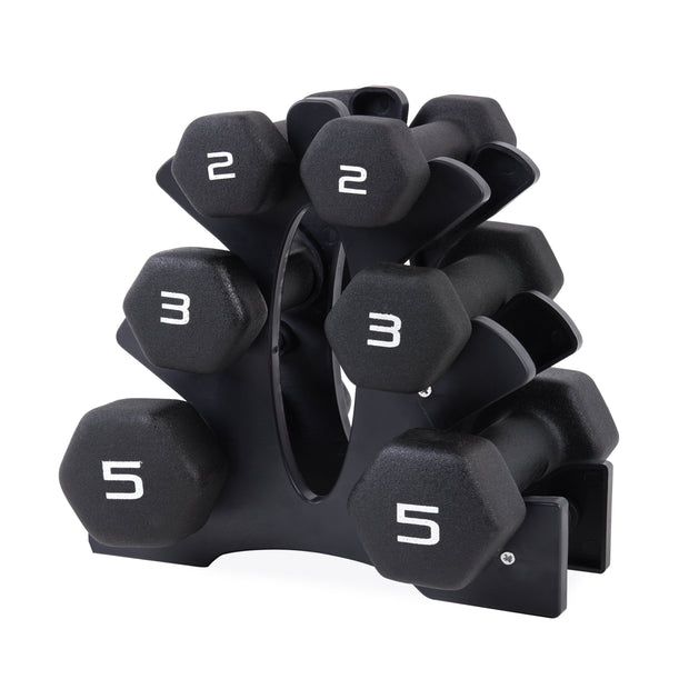 20Lb Neoprene Dumbbell Set with Rack - Black