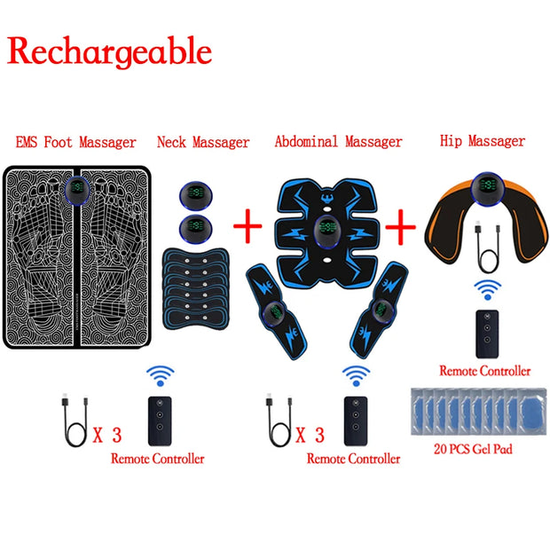 Remote Controller EMS Muscle Stimulator - Smart Electric Fitness Trainer for Abdominal Training & Weight Loss