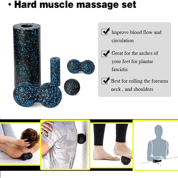 Fascia Massage Foam Rollers Fitness Balls Set - EPP High-Density Double Lacrosse Ball for Deep Muscle Tissue Training